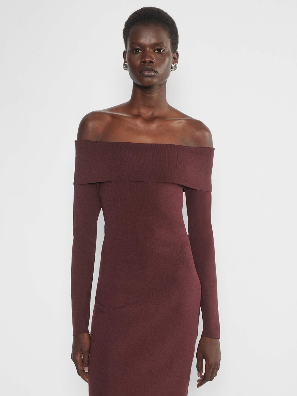 Aritzia Babaton Sculpt Knit Section Dress, Rich Maroon, Small